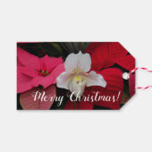 Red Poinsettias and Lady Slipper Orchid Holiday ギフトタグ (正面(横))