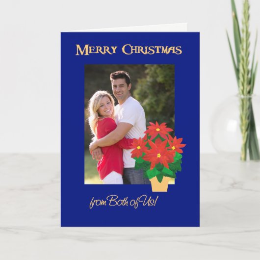 Red Poinsettias Christmas Photo From Both Us シーズンカード (正面)