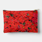 Red Poinsettias Iクリスマスホリデーフローラ写真 アクセサリーポーチ (裏面)