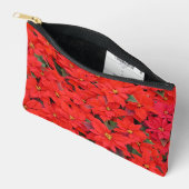 Red Poinsettias Iクリスマスホリデーフローラ写真 アクセサリーポーチ (見開き)