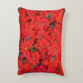 Red Poinsettias Iクリスマスホリデーフローラ写真 アクセントクッション (裏面(縦))