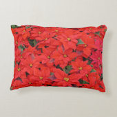 Red Poinsettias Iクリスマスホリデーフローラ写真 アクセントクッション (裏面)