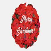 Red Poinsettias Iクリスマスホリデーフローラ写真 オーナメントカード (右)