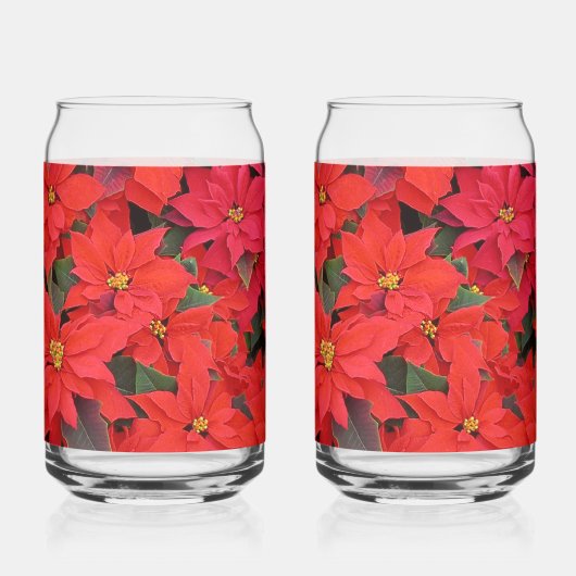 Red Poinsettias Iクリスマスホリデーフローラ写真 ガラス缶 (裏面)