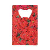 Red Poinsettias Iクリスマスホリデーフローラ写真 クレジットカード栓抜き (正面)