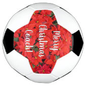 Red Poinsettias Iクリスマスホリデーフローラ写真 サッカーボール (回転)