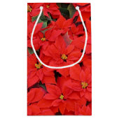 Red Poinsettias Iクリスマスホリデーフローラ写真 スモールペーパーバッグ (裏面)
