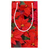 Red Poinsettias Iクリスマスホリデーフローラ写真 スモールペーパーバッグ (正面)