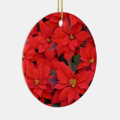 Red Poinsettias Iクリスマスホリデーフローラ写真 セラミックオーナメント (右)
