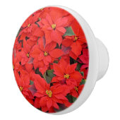 Red Poinsettias Iクリスマスホリデーフローラ写真 セラミックノブ (右)