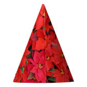 Red Poinsettias Iクリスマスホリデーフローラ写真 パーティーハット (裏面)