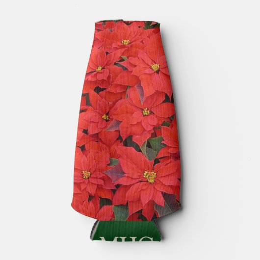 Red Poinsettias Iクリスマスホリデーフローラ写真 ボトルクーラー (正面)