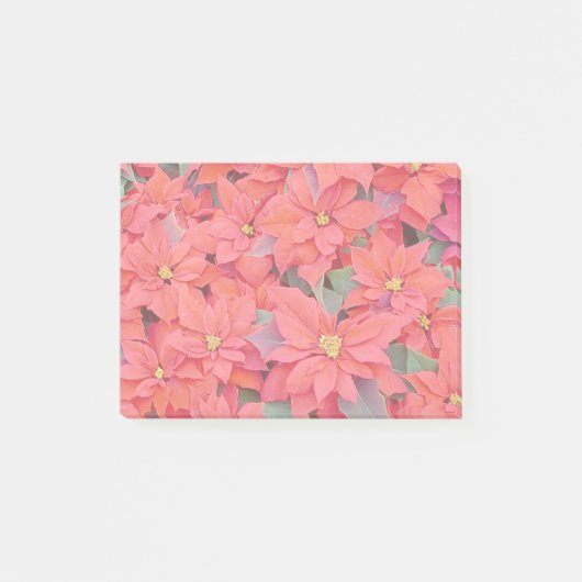 Red Poinsettias Iクリスマスホリデーフローラ写真 ポストイット (正面)