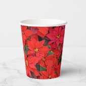 Red Poinsettias Iクリスマスホリデーフローラ写真 紙コップ (裏面)