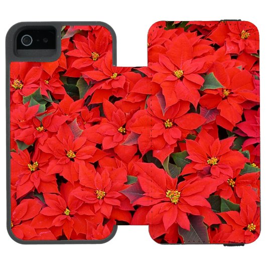 Red Poinsettias Iクリスマスホリデーフローラ写真 Incipio iPhoneウォレットケース (フォリオ Open)