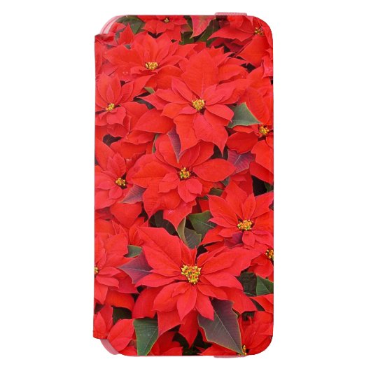 Red Poinsettias Iクリスマスホリデーフローラ写真 Incipio iPhoneウォレットケース (フォリオ 正面)
