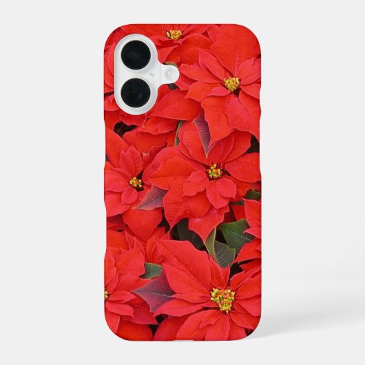 Red Poinsettias I Christmas Holiday Floral Photo iPhone 16ケース (裏面)