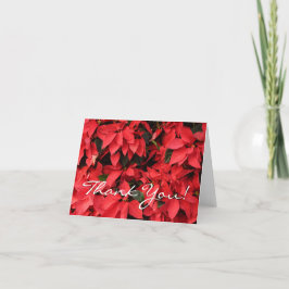Red Poinsettias II Christmas Holiday Floral サンキューカード