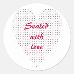 Red Pointillismハート、Loveスタンプで封印 ラウンドシール