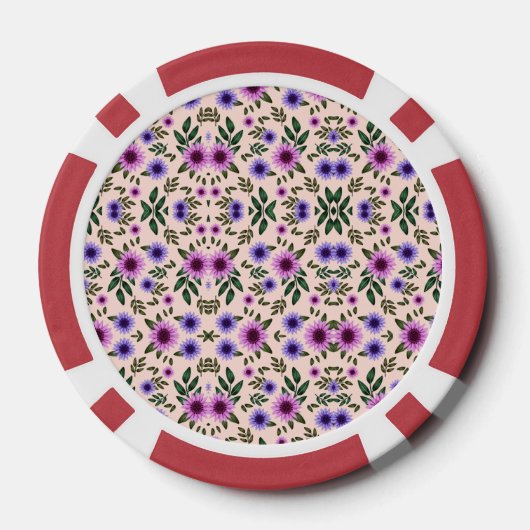 Red poker chip with floral pattern  ポーカーチップ (裏面)