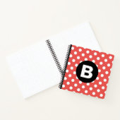 Red Polka Dot Pattern Black Monogram ノートブック (内部)