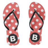 Red Polka Dot Pattern Black Monogram ビーチサンダル (ソール)