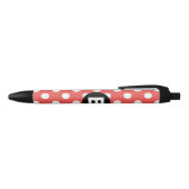 Red Polka Dot Pattern Black Monogram 黒ボールペン (トップ)