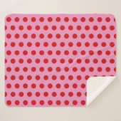 Red Polka Dots on Pink シェルパブランケット (正面(横))