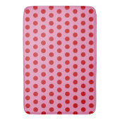 Red Polka Dots on Pink バスマット (正面縦)