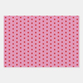 Red Polka Dots on Pink ラッピングペーパーシート (正面3)