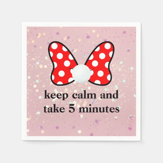 Red polka dots vibrant Ribbon スタンダードカクテルナプキン (正面)