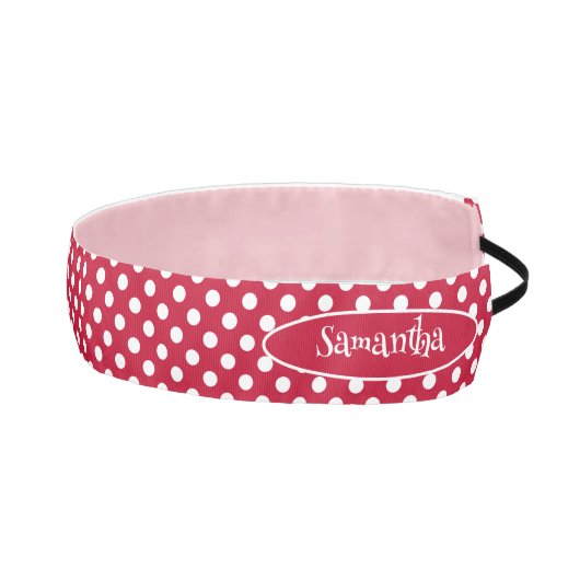 RED + Polka White Dots アスレチックヘッドバンド (右)