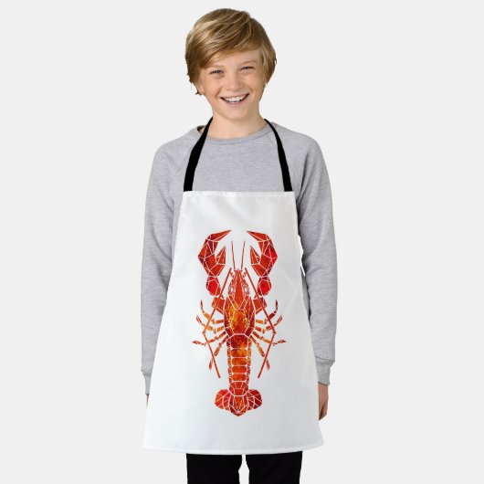 Red polygonal lobster エプロン (着用した状態)