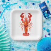 Red polygonal lobster ペーパープレート (パーティー)