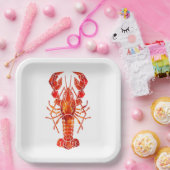 Red polygonal lobster ペーパープレート (パーティー)
