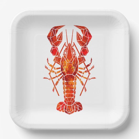 Red polygonal lobster ペーパープレート (正面)