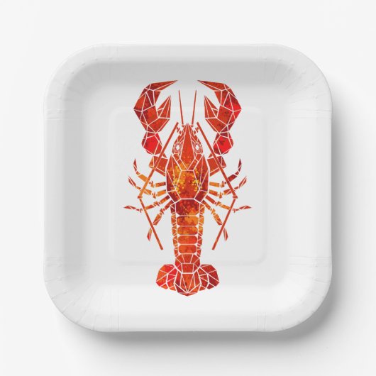 Red polygonal lobster ペーパープレート (正面)