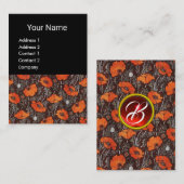 RED POPPIESフィールドルビーモノグラムホワイトブラックフローラ 名刺 (正面/裏面)