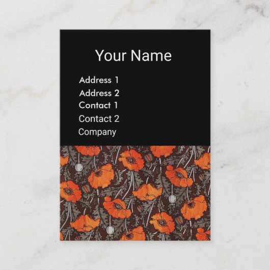 RED POPPIESフィールドルビーモノグラムホワイトブラックフローラ 名刺 (正面)