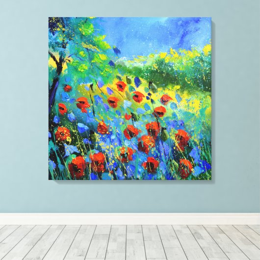 red poppies  キャンバスプリント (インサイチュ (ウッドフロア))