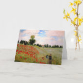 Red Poppies by Monet - Poppy Field Parasol Woman カード (黄色い花)