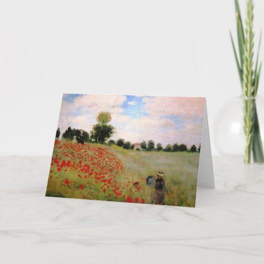 Red Poppies by Monet - Poppy Field Parasol Woman カード (正面)