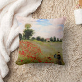 Red Poppies by Monet - Poppy Field Parasol Woman クッション (ブランケット)