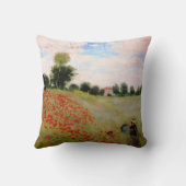 Red Poppies by Monet - Poppy Field Parasol Woman クッション (裏面)