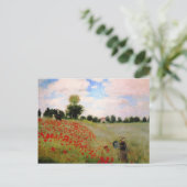 Red Poppies by Monet - Poppy Field Parasol Woman ポストカード (スタンド正面)