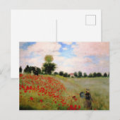 Red Poppies by Monet - Poppy Field Parasol Woman ポストカード (正面/裏面)