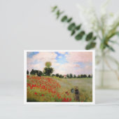 Red Poppies by Monet - Poppy Field Parasol Woman ポストカード (スタンド正面)