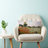 Red Poppies by Monet - Poppy Field Parasol Woman ランバークッション (椅子)
