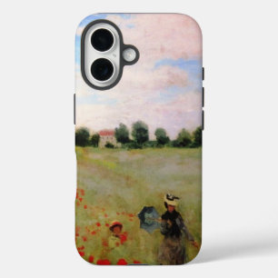 Red Poppies by Monet - Poppy Field Parasol Woman iPhone 16ケース