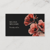 Red Poppies Flowers Black 名刺 (正面)